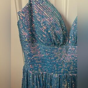 Light blue prom dress with sequins (size 7/8)